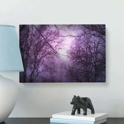 Purple Sky Behind The Winter Trees - Wrapped Canvas Painting