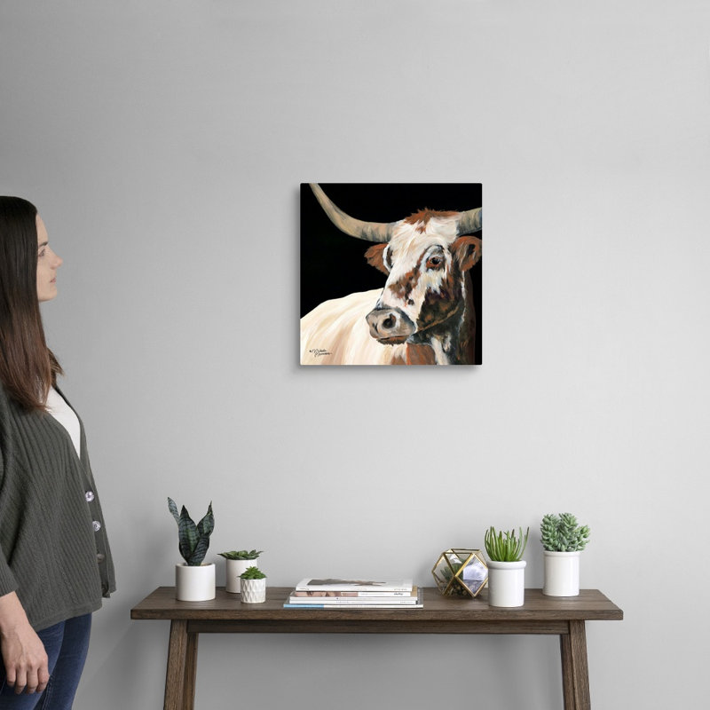 Reproduction d’art sur toile Longhorn Love par Michele Norman, Toile tendue, H 16 po x l 16 po x P 1,25 po