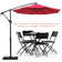 Wetumka 118" Cantilever Umbrella with Base included, Outdoor Offset Umbrella with Weighted Base for Patio Garden Backyard