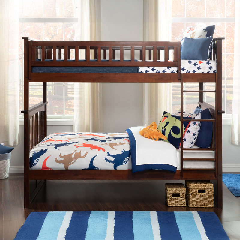 Flinn Solid Wood Bunk Bed , Full over Full, Walnut