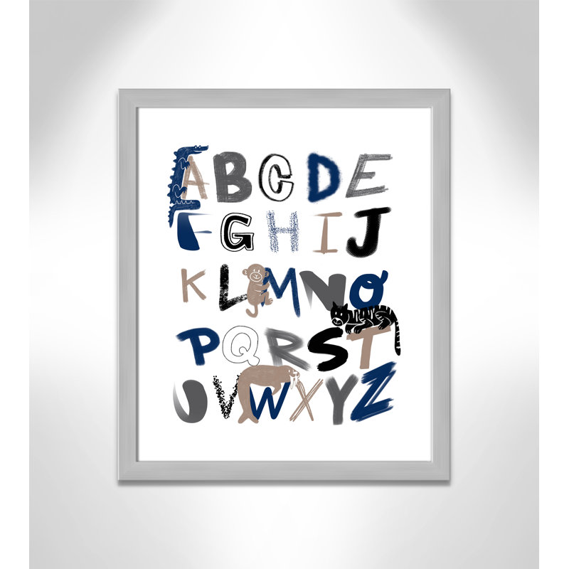 Critter Alphabet 1, impression sur papier, H 24,5 po x l 20,5 po x P 0,6 po, Encadré plat argent