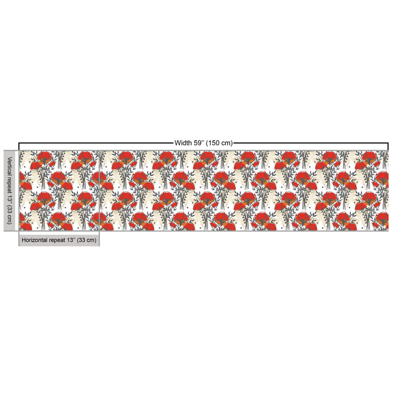 Novick Poppies and Leafy Strokes Fabric