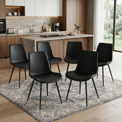 Upholstered Dining Chair with Carbon Steel Legs (Set of 6)