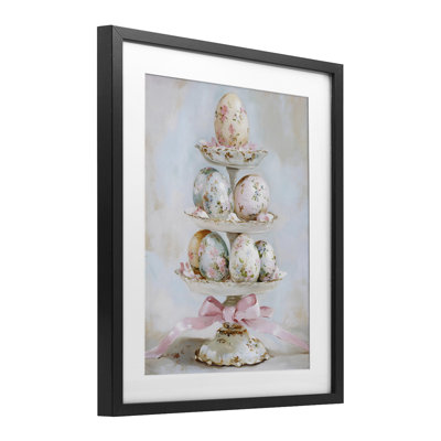 «Pastel Coquette Easter Eggs», reproduction d'art encadrée sous verre