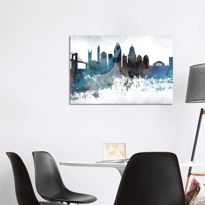 Cincinnati Bluish Skyline 1 Piece Wrapped Canvas Painting