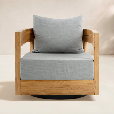 Everlee Teak Outdoor Swivel Armchair with Sunbrella Cushions