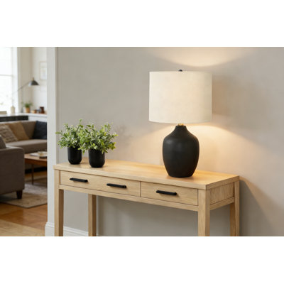 Lighting, 22"h, Table Lamp, Black Ceramic, Ivory / Cream Shade, Transitional