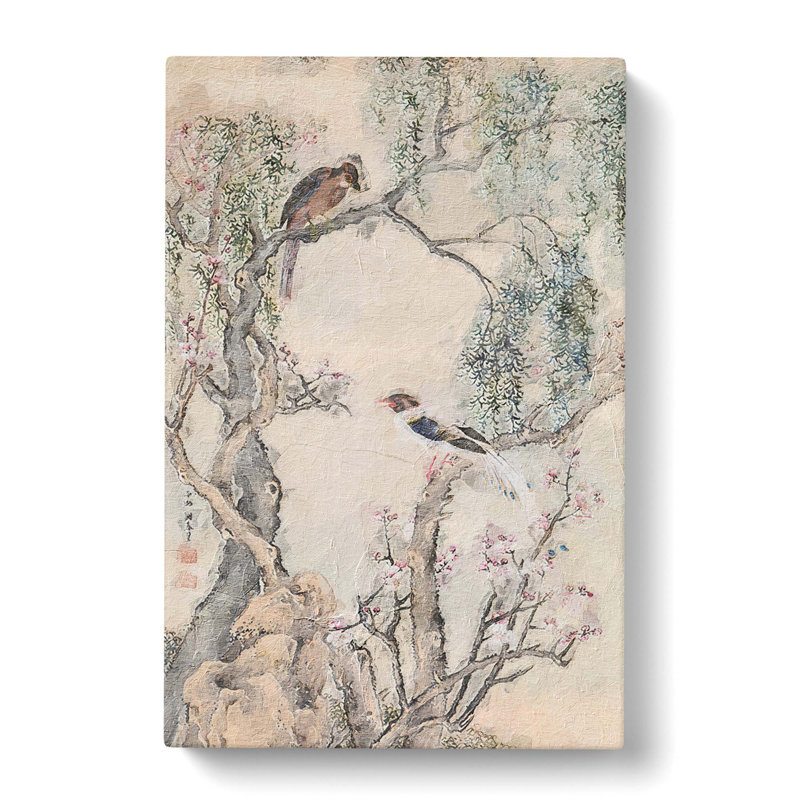Birds In Willow Trees by Yosa Buson - Wrapped Canvas Painting, 50cm H x 35cm W x 3cm D