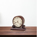 Redford Traditional Roman Numeral Quartz Movement / Crystal Tabletop Clock in Windsor Cherry/Polished Brass