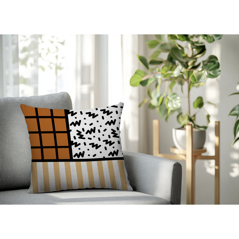 Oreiller carré réversible intérieur / extérieur Minka, Carré 18 po, Orange