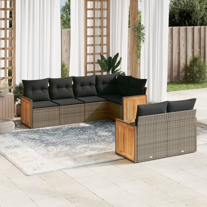 Ensemble de canapé de jardin Vidaxl PE, Gray Cushion/Gray Frame
