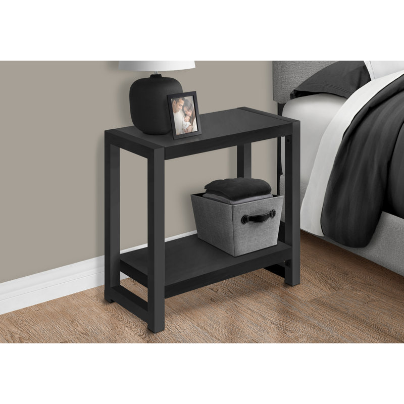 2 tables d'appoint en métal et en stratifié noir, idéales pour le stratifié à pieds dans la chambre à coucher