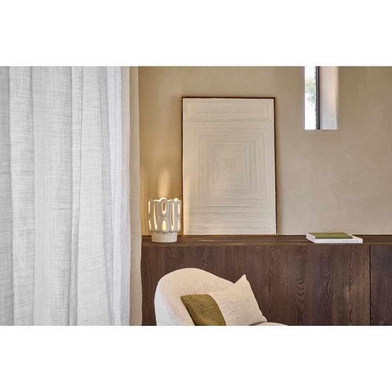 Lampe de table en grès de 10,4 po de diamètre blanc Alexes Cadiz