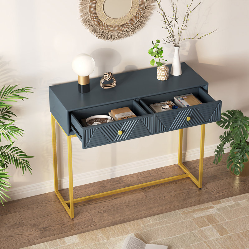 Console étroite avec deux tiroirs