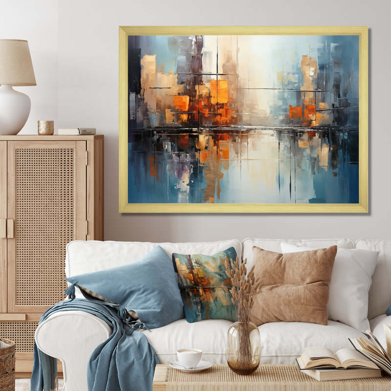 Gray Gray Abstract Reflections Bold - reproduction sur toile, H 30 po x l 40 po x P 1,5 po, Cadre flottant noir