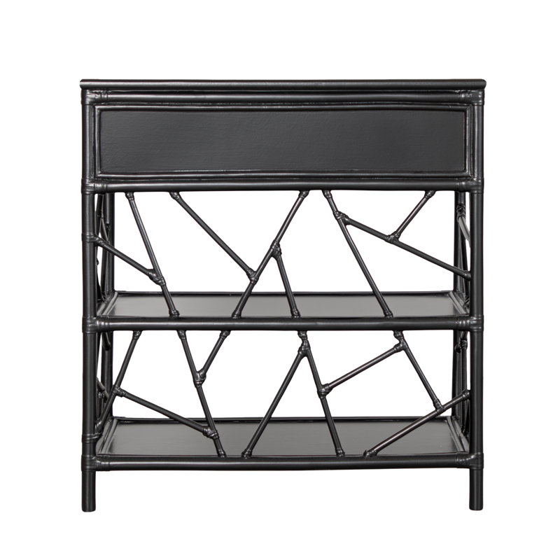 End Table with Storage, Black