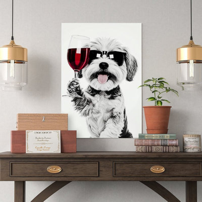 Canvas Wall Art Havanese Dog Drinking Wine Poster-2 Vintage Poster Print Home Decor