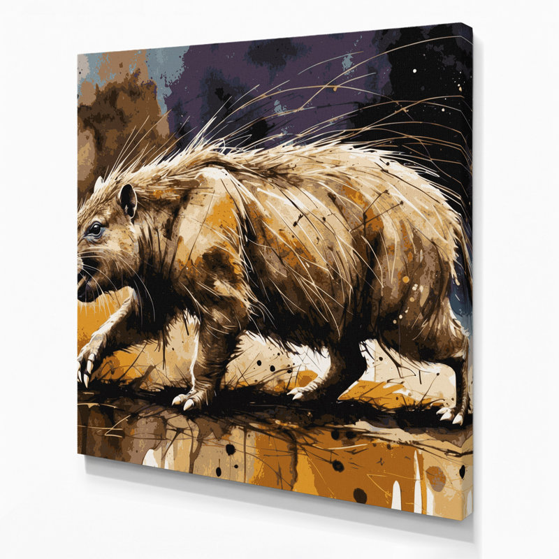 Faune, art mural sur toile gris Aardvark, H 32 po x l 32 po