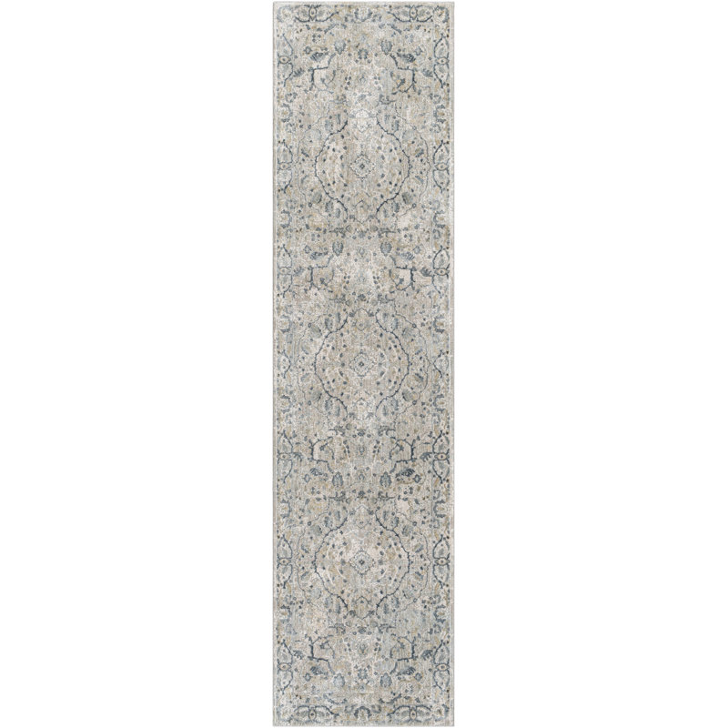 Tapis oriental gris Haddad, Tapis de couloir 2 pi 6 po x 10 pi