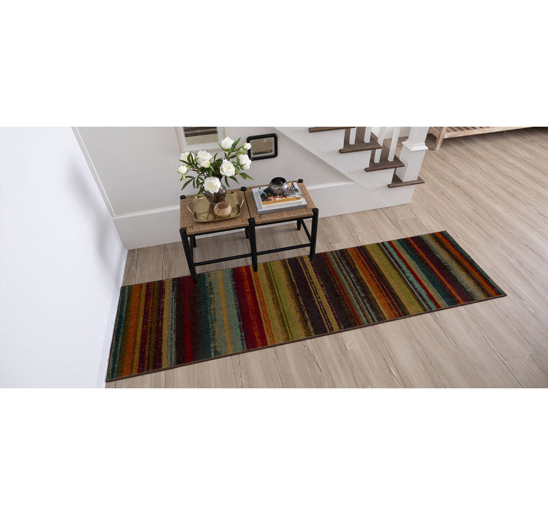 Tapis rayé multicolore Josielyn, 2 pi x 5 pi