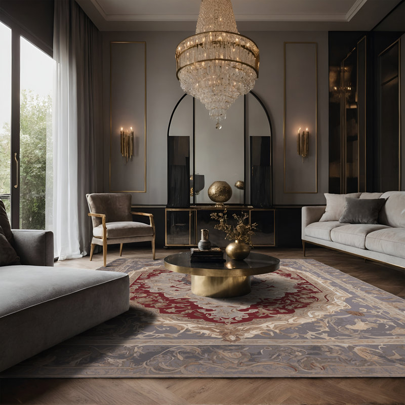 Tapis gris soyeux et moelleux, Rectangle 8 pi x 10 pi