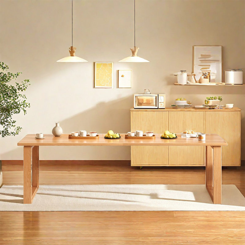 Mileda Cherry Solid Wood Dining Table, 33.46" W x 82.68" L