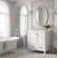 Meuble-lavabo blanc de 76 cm (30 po) avec lavabo encastré en céramique, structure en bois massif, portes et tiroir à fermeture amortie