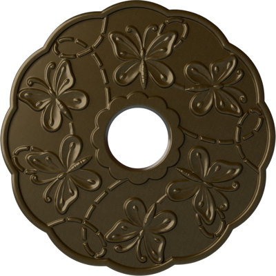 Endurathane Terrones Butterfly Ceiling Medallion, 17 7/8"OD x 3 7/8"ID x 1"P (Fits Canopies up to 3 7/8"), Hand-Painted Brass Finish