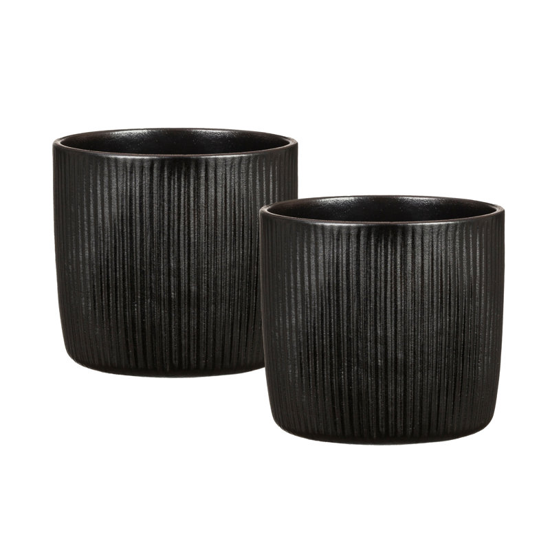 Cache-pot intérieur en céramique Kathrien, H 6,25 po x l 7 po x P 7 po, Noir