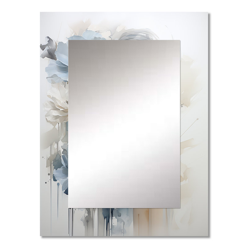 «Blue White Woman Portrait - Still Lifes», miroir mural, art moderne imprimé, 32 po x 24 po