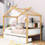 Lit maison avec tiroirs et tablettes-991578854