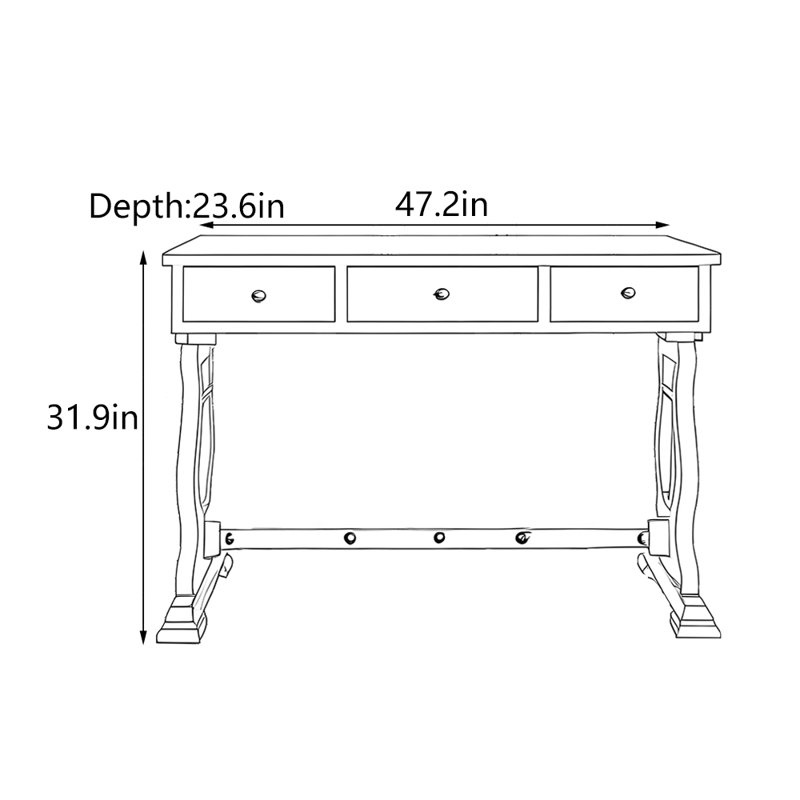 American  Vintage Solid Wood Console Table