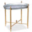 Pewter Round Tray & Gold Table with Finials-1247650727