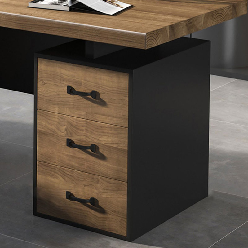 Bureau en bois massif à 3 tiroirs Burlywood, bureau Burlywood, 29.53" H x 62.99" W x 59.06" D, Retour à gauche