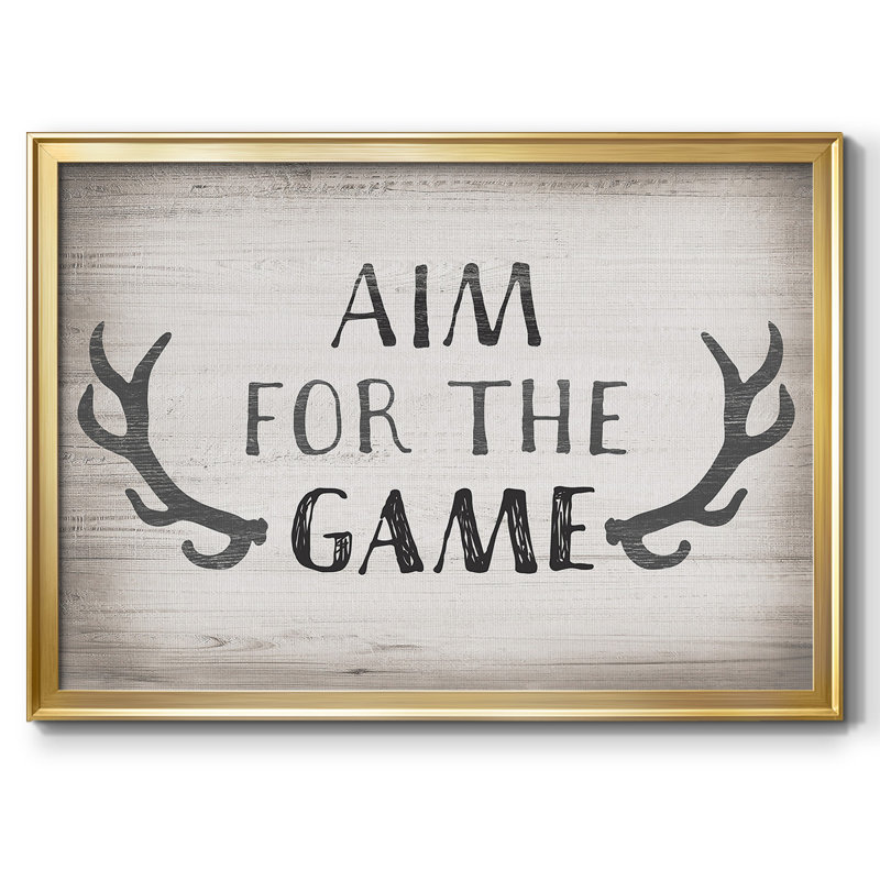 «Aim Game», art textuel sur toile, Or, H 14 po x l 20 po x P 1,5 po