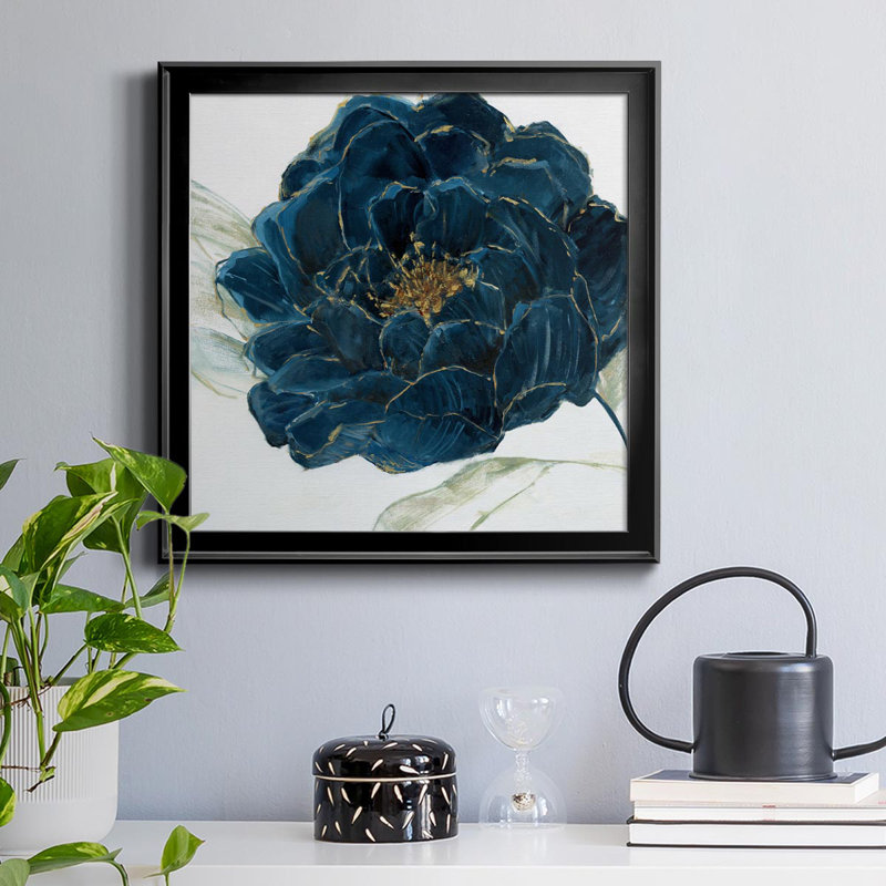 Velours fleuri - peinture sur toile encadrée, Cadre noir, H 30,5 po x l 30,5 po x P 1,5 po