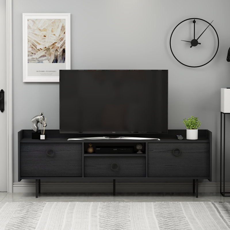 Aarjav Unfinished TV Stand for TVs up to 48", Black