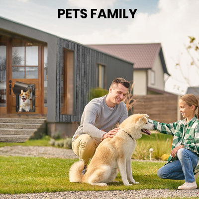 All Aluminum Dog Door For Exterior Door, Large Doggy Door, Heavy Duty Pet Door, Double Magnetic Flaps, Thermal Tnsulation, Energy Efficient, Sliding Lock Panel (Pets Up To 110Lb)