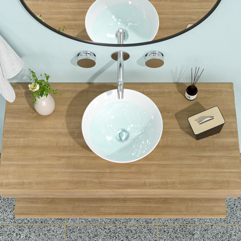 Lavabo vasque en céramique blanche moderne 13 X 13 pouces
