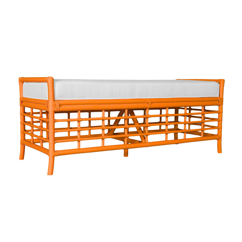 Luna Upholstered Bench, Citrus Orange