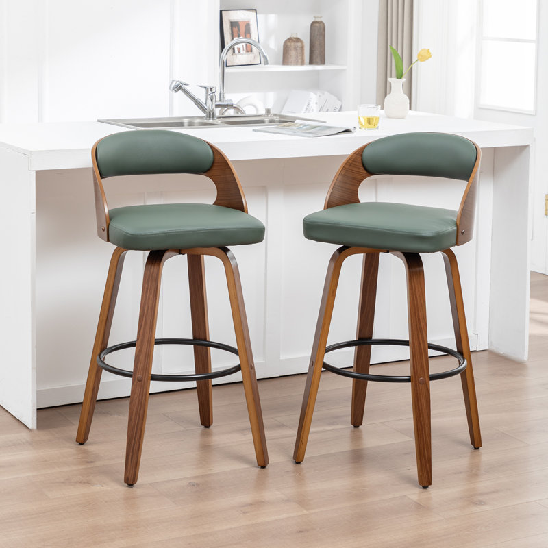 Artnagullian Swivel Vegan Leather Counter And Bar Stools, Bar Stool (30" Seat height), Green
