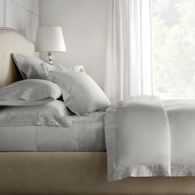 Ariane Duvet Cover Set, Queen Duvet Cover + 2 Standard Sham, Gray