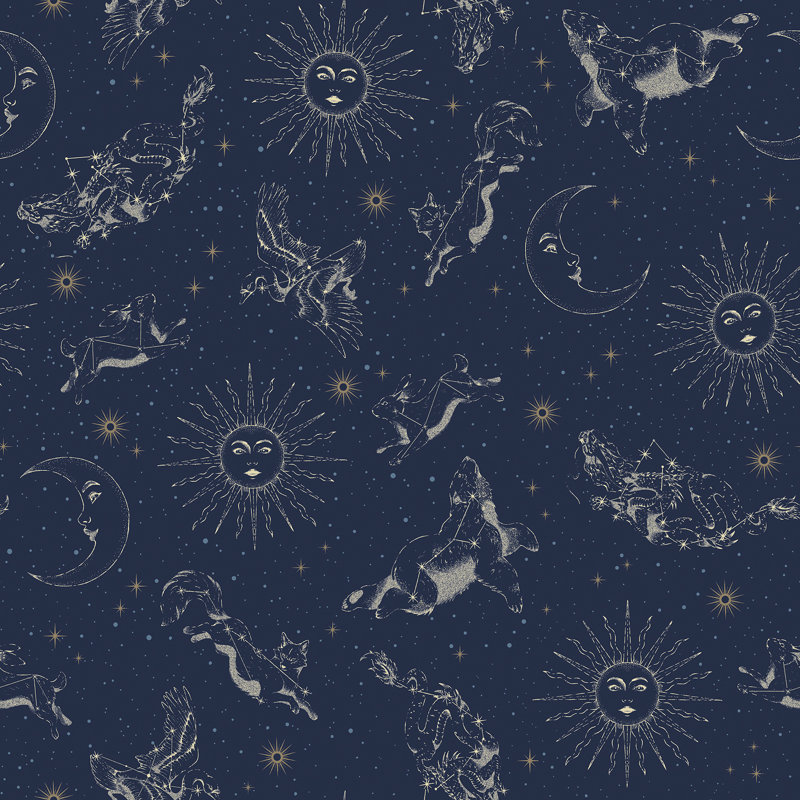 Zelliac Dreams Peel & Stick Starburst Roll, Bleu marine