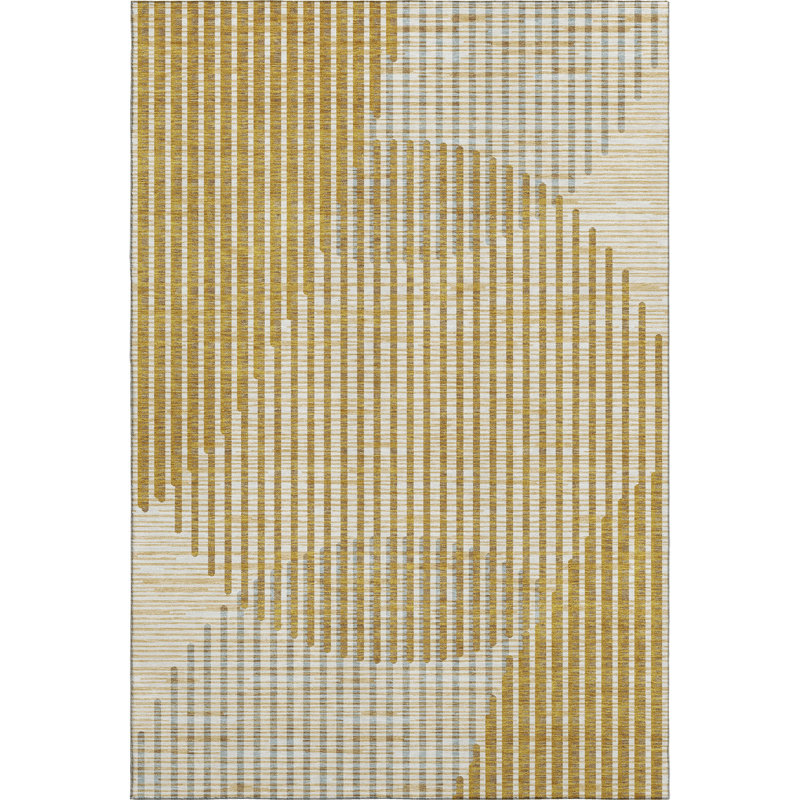 Premium Machine Washable Corum AMF1001 Circles Rug, Rectangle 2'6" x 3'10"
