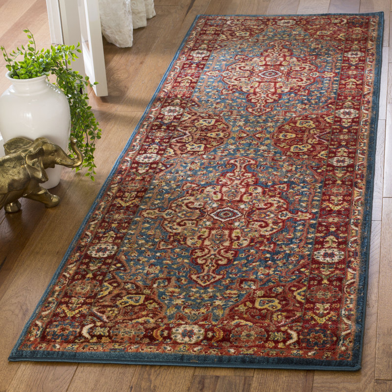 Tapis performance oriental Kurtz, Tapis de couloir 2 pi 6 po x 12 pi, Blue/Red