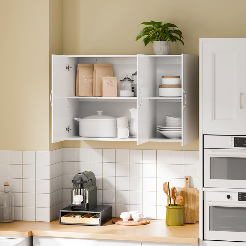 Armoire murale blanche avec tablettes réglables - Armoire à pharmacie de salle de bain, organisateur de rangement pour salle de lavage pour cuisine et toilette