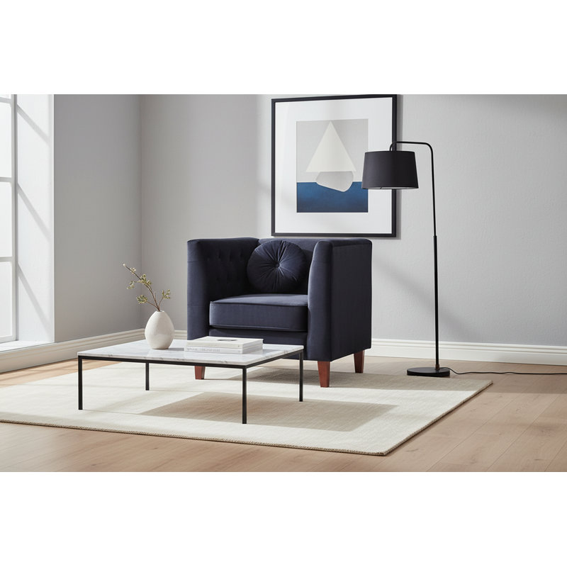 Fauteuil carré en velours, Noir