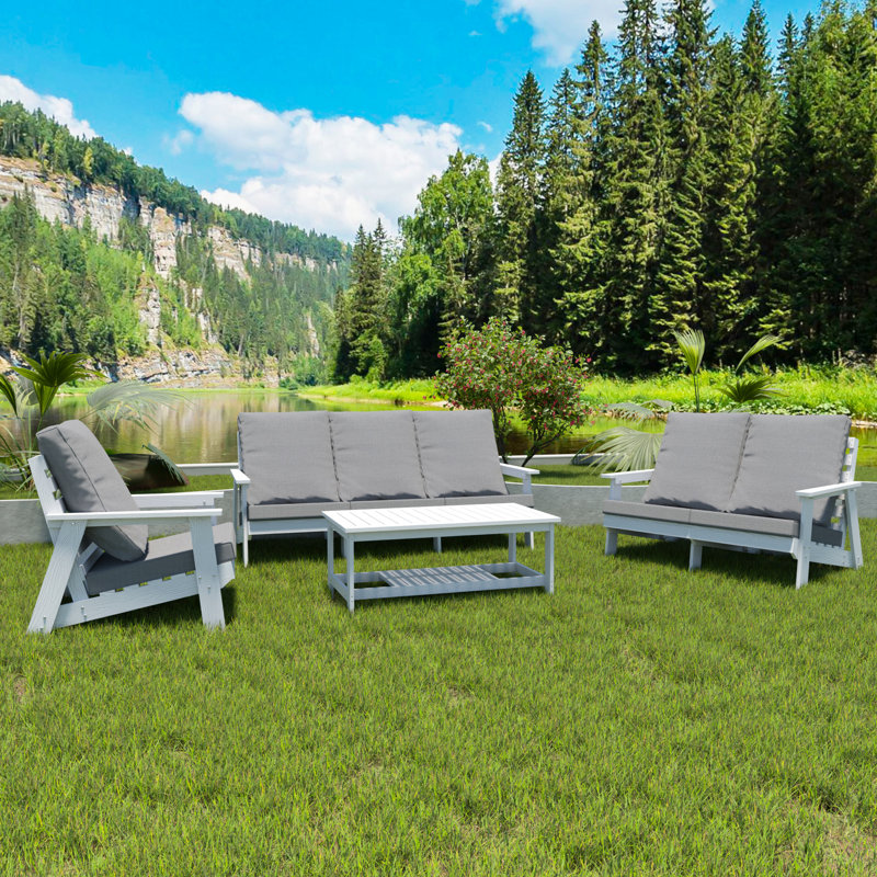 Hips With All Weather Wood Grain, White Outdoor Garden Seat, Comfortable Texture-Stay Cushion, Grain Furniture