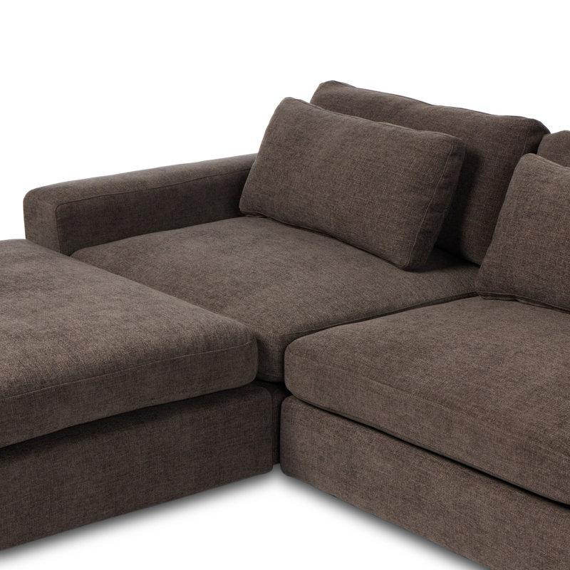 Canapé modulaire Degennaro 3 pièces avec repose-pieds gris anthracite Landale, Gris anthracite Landale