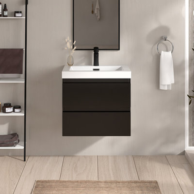 Meuble-lavabo mural simple 23,6 po avec plateau en résine